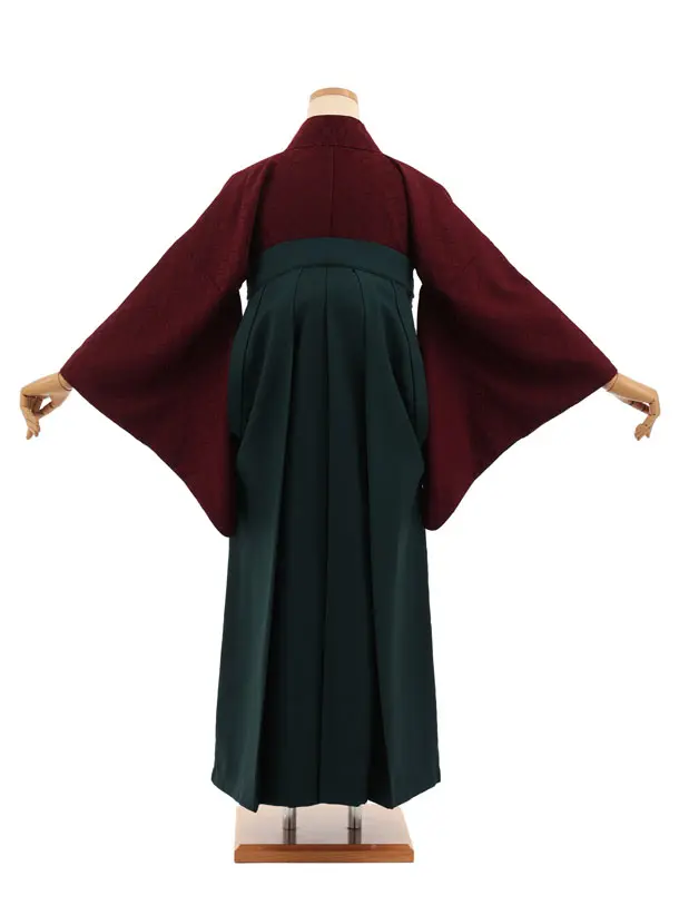 先生,教員向け袴レンタルT375【小袖】ボルドー×深緑