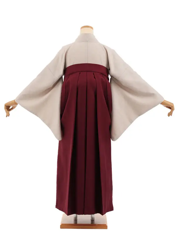 先生,教員向け袴レンタルT379 ベージュ×ボルドー