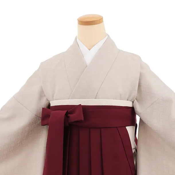 先生,教員向け袴レンタルT379 ベージュ×ボルドー