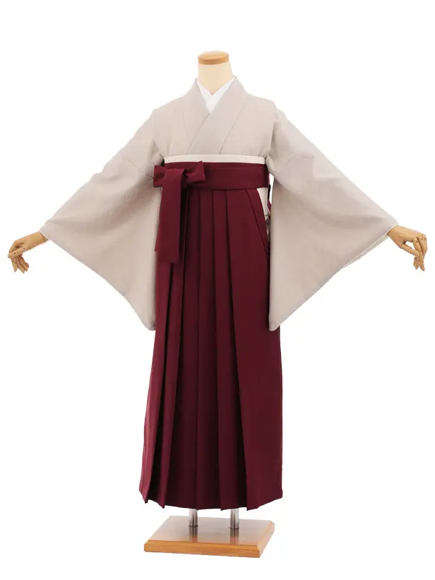 先生,教員向け袴レンタルT380【小袖】ベージュ×ボルドー