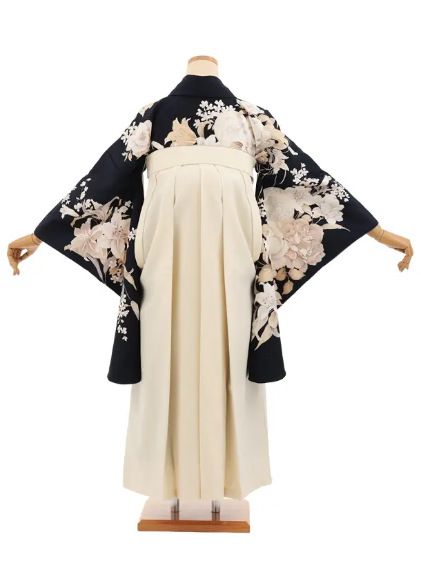 卒業袴T388 ネイビーまり花 ×クリーム