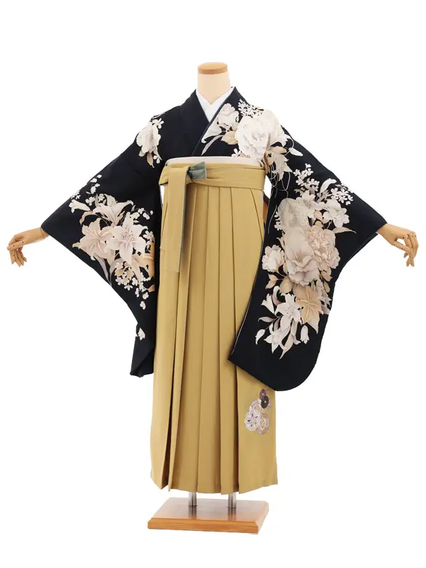 卒業袴T390 ネイビーまり花×マスタード