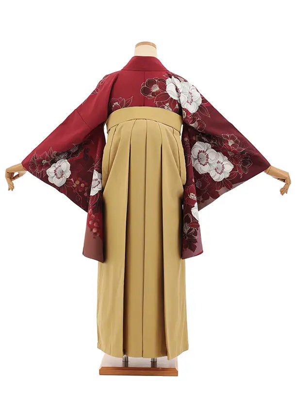 卒業袴T392 ボルドー花×マスタード