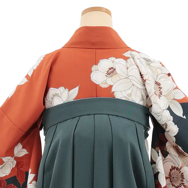 卒業袴T395 テラコッタ花×ペールブルー