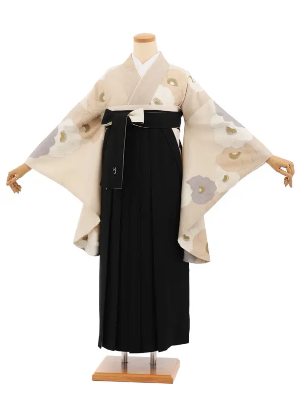 卒業式袴レンタルT399 ﾓﾀﾞﾝｱﾝﾃﾅ ﾇｰﾃﾞｨｶﾗｰポピー×黒