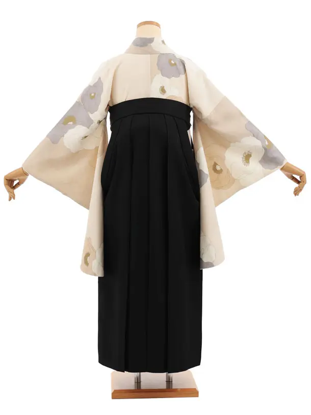 卒業式袴レンタルT399 ﾓﾀﾞﾝｱﾝﾃﾅ ﾇｰﾃﾞｨｶﾗｰポピー×黒