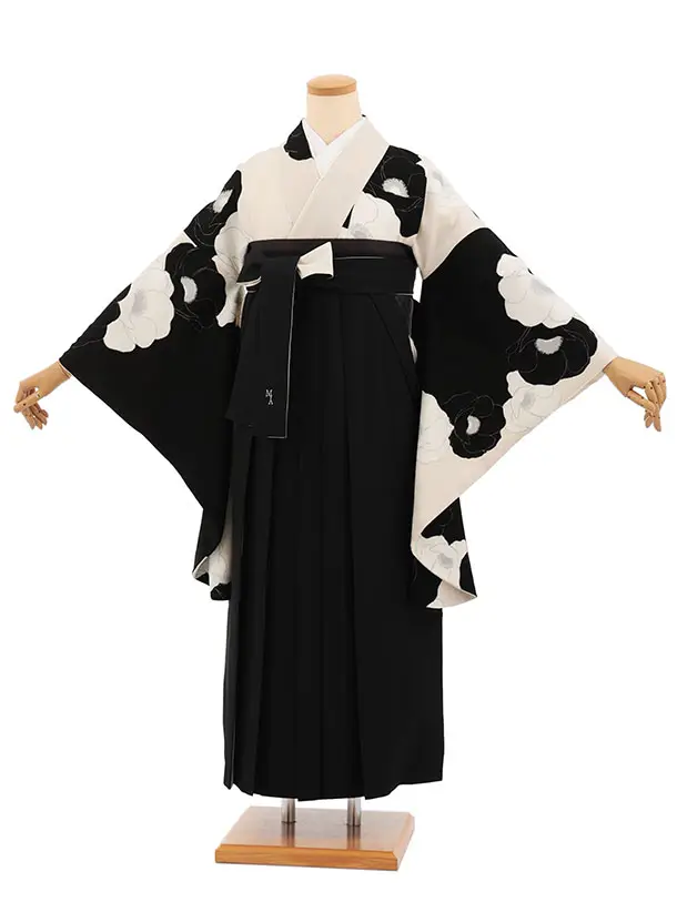 卒業式袴レンタルT400 ﾓﾀﾞﾝｱﾝﾃﾅ 黒ベージュポピー×黒