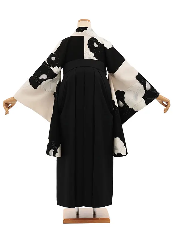 卒業式袴レンタルT400 ﾓﾀﾞﾝｱﾝﾃﾅ 黒ベージュポピー×黒