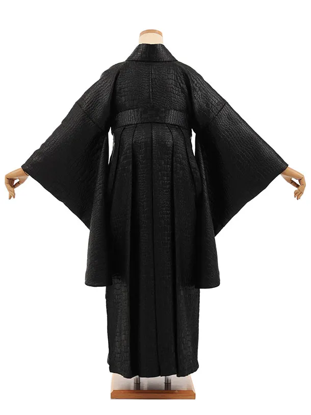 卒業式袴レンタルT404 ブラッククロコダイル柄