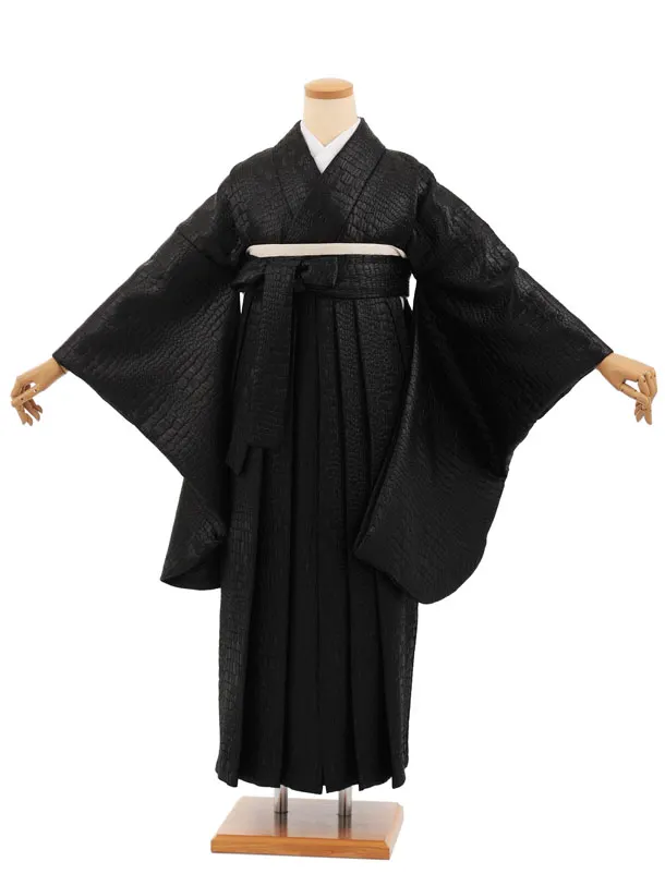 卒業式袴レンタルT405 ブラッククロコダイル柄