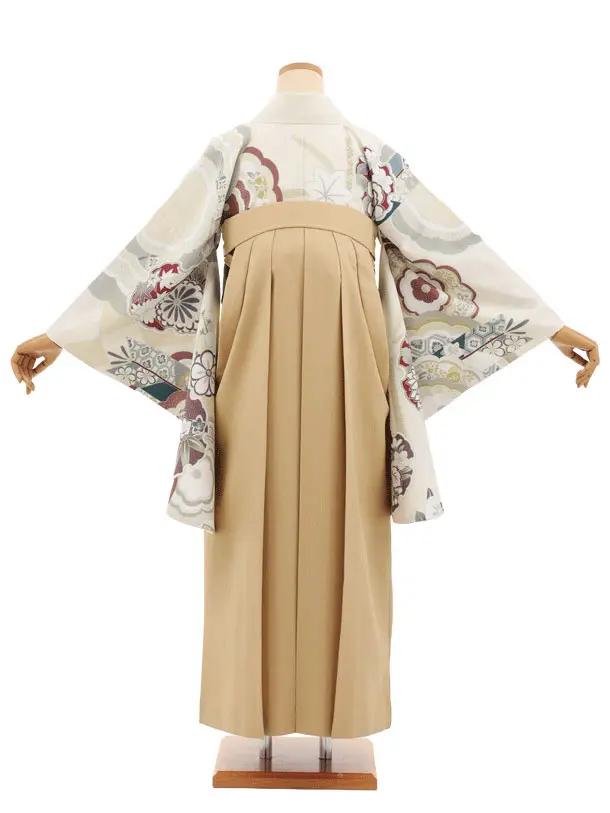 卒業式袴レンタルT412 クリーム古典雪輪×モカベージュ