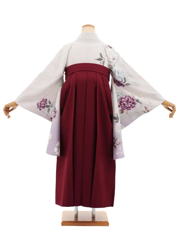 卒業式袴レンタルT417 ペールパープルぼかし花×ボルドー