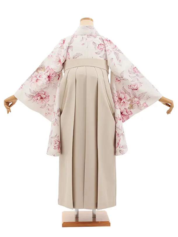 卒業式袴T458 華徒然 オフ白春の花 × ベージュ