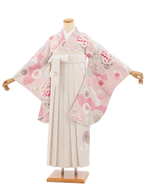 卒業式袴T472 JAPAN STYLE ピンク京菓子 × アイボリー