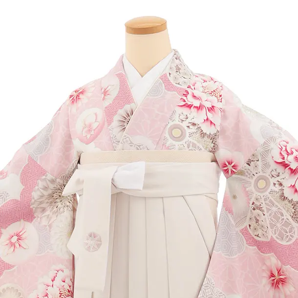 卒業式袴T472 JAPAN STYLE ピンク京菓子 × アイボリー
