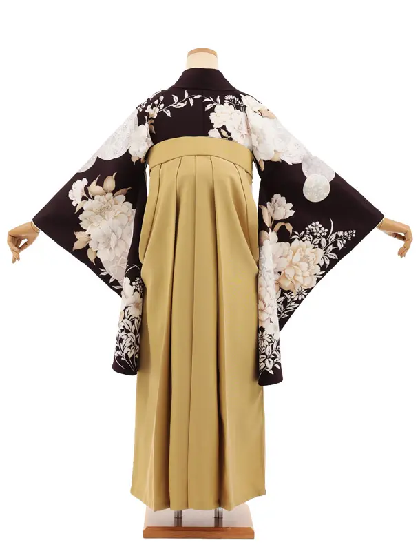 卒業式袴レンタルT524 パープルブラウンまり花 × からし