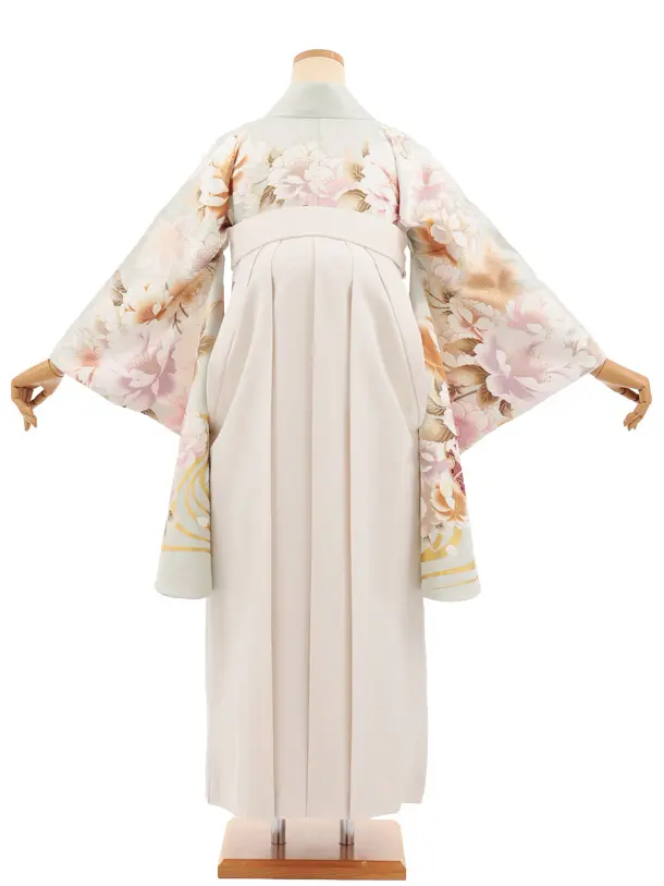 卒業式袴レンタルT525 ペールミント芍薬 × アイボリー