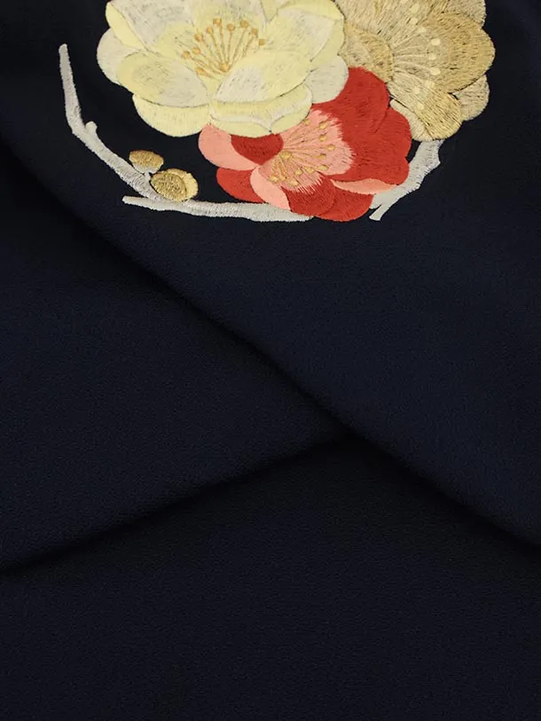 色打掛ﾚﾝﾀﾙ1024  紺地 鶴丸花文