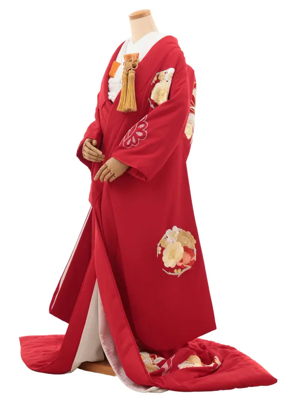 色打掛ﾚﾝﾀﾙ1025 赤地 鶴丸花文