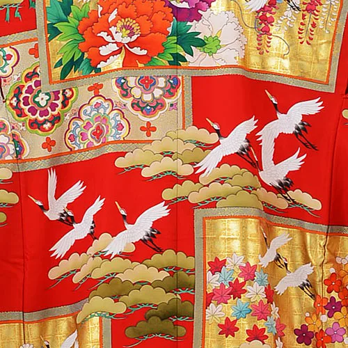 色打掛ﾚﾝﾀﾙE172 赤地 色紙に飛鶴