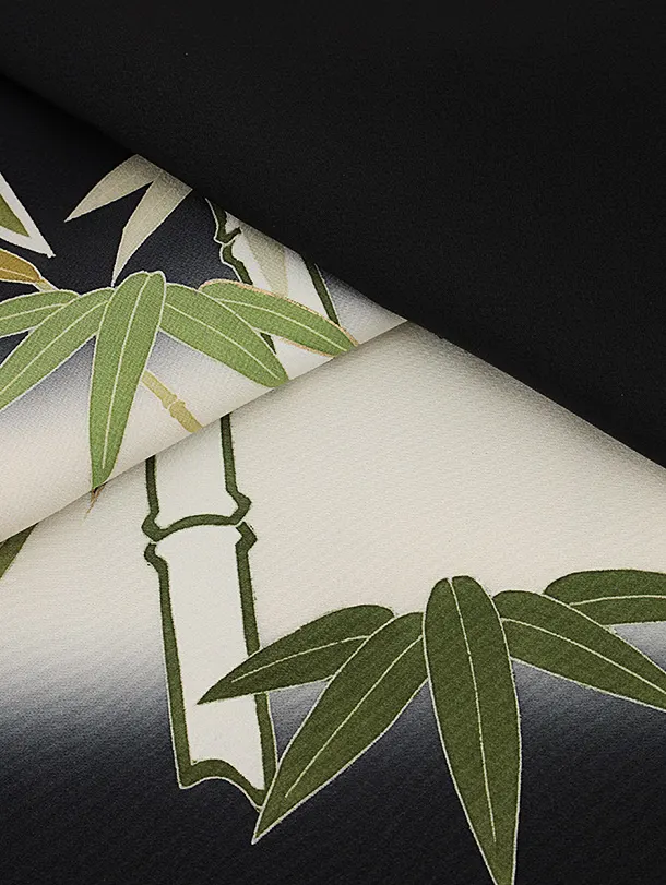 男児産着 お宮参りレンタル2676【正絹】黒地ぼかし 虎に竹