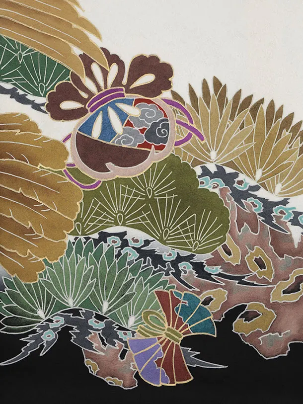 男児産着 お宮参りレンタル2945【高級正絹】白地 鷹に松