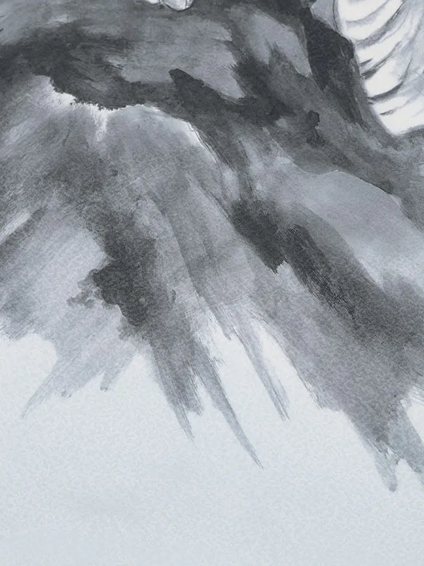 男児産着 お宮参りレンタル2953 水色 虎 水墨画調