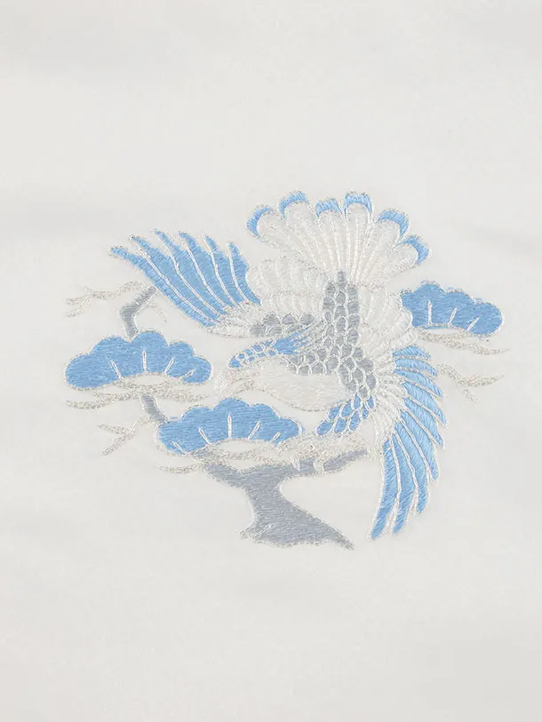 男児産着 お宮参りレンタル2954 白地 刺繍 兜 鶴