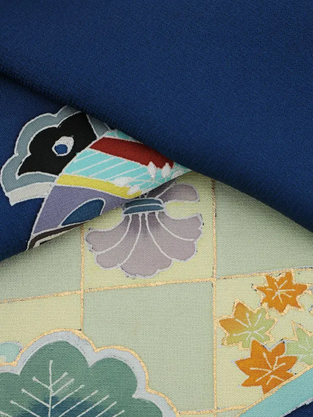 男児産着 お宮参りレンタル2993【正絹】 青地 兜に宝づくし