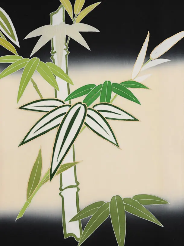 男児産着 お宮参りレンタル2995【正絹】 黒ぼかし 虎に竹