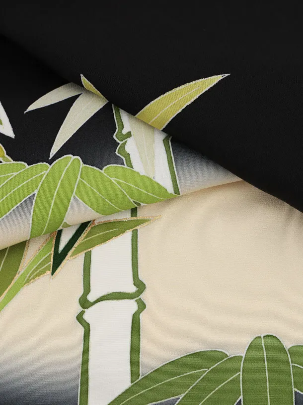 男児産着 お宮参りレンタル2995【正絹】 黒ぼかし 虎に竹