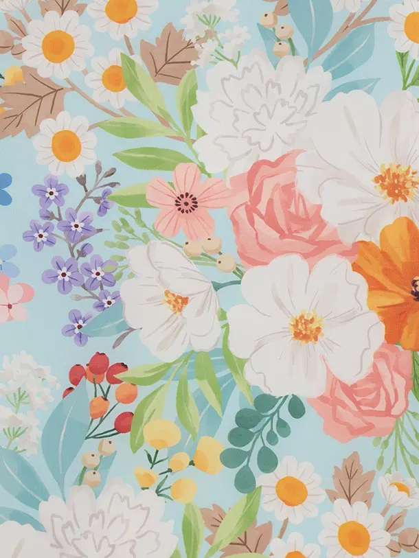 女児産着 お宮参りレンタル2850 水色地 花色とりどり