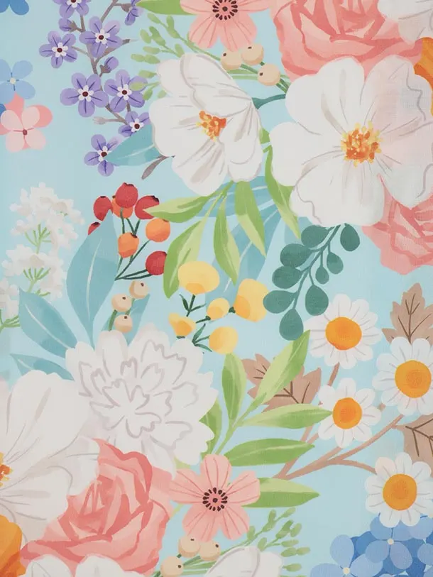 女児産着 お宮参りレンタル2850 水色地 花色とりどり