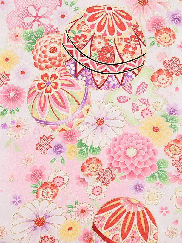 女児産着 お宮参りレンタル2867 白地 鞠に花