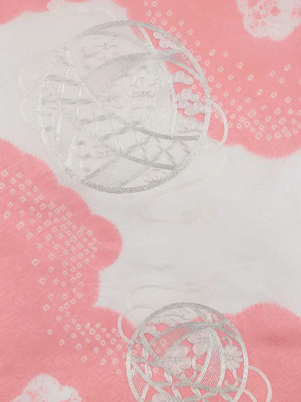 女児産着 お宮参りレンタル2899【正絹】ピンク 鞠刺繍