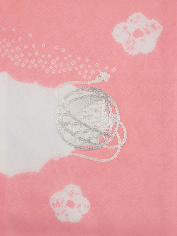 女児産着 お宮参りレンタル2899【正絹】ピンク 鞠刺繍