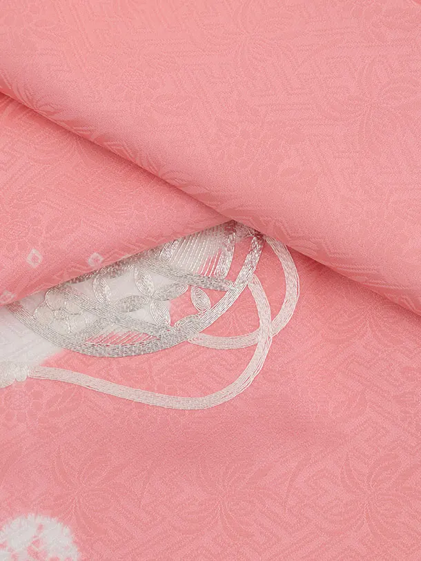 女児産着 お宮参りレンタル2899【正絹】ピンク 鞠刺繍