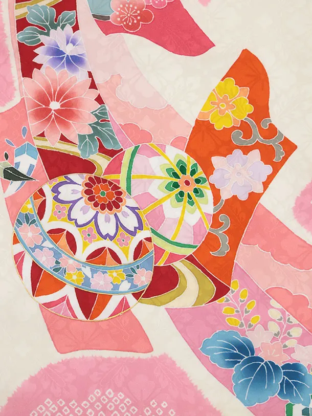 女児産着 お宮参りレンタル2922【正絹】ベージュピンク 束ね熨斗