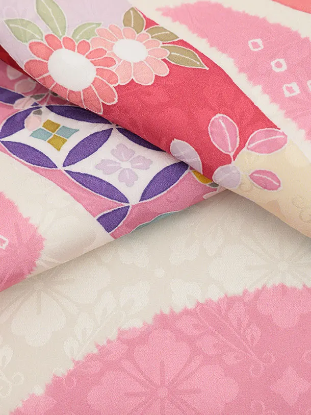 女児産着 お宮参りレンタル2922【正絹】ベージュピンク 束ね熨斗