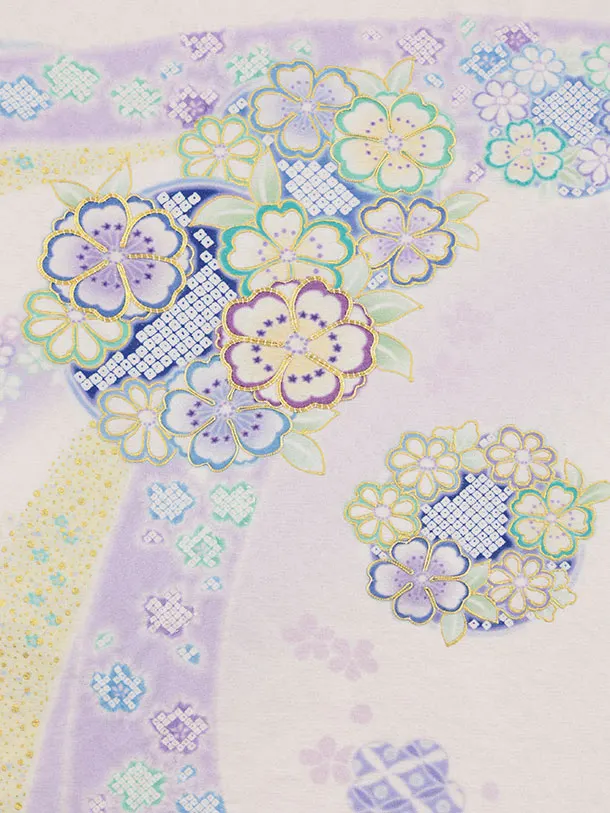 女児産着 お宮参りレンタル2959【高級正絹】滝泰おぼろ染白地  束ね熨斗に花