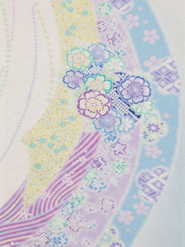 女児産着 お宮参りレンタル2959【高級正絹】滝泰おぼろ染白地  束ね熨斗に花