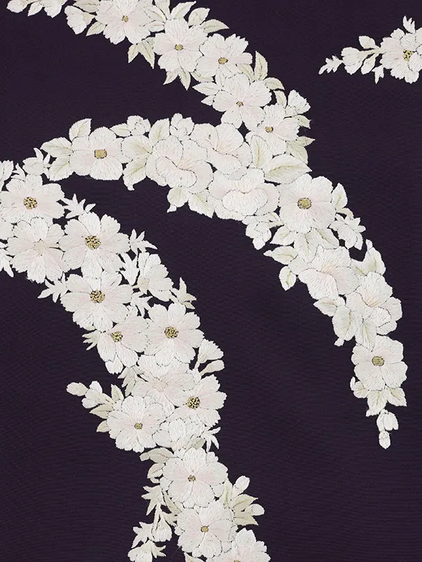 女児産着 お宮参りレンタル2960【高級正絹】紫 刺繍 桜