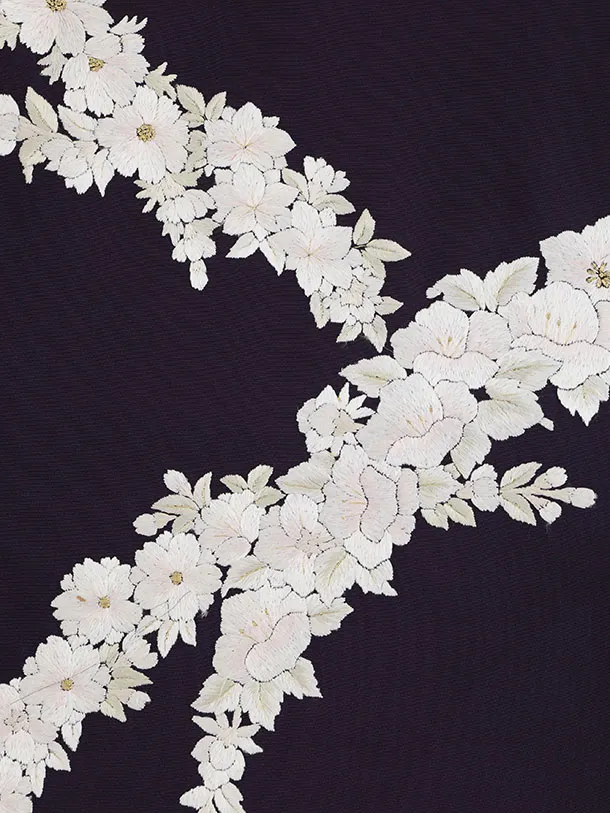 女児産着 お宮参りレンタル2960【高級正絹】紫 刺繍 桜