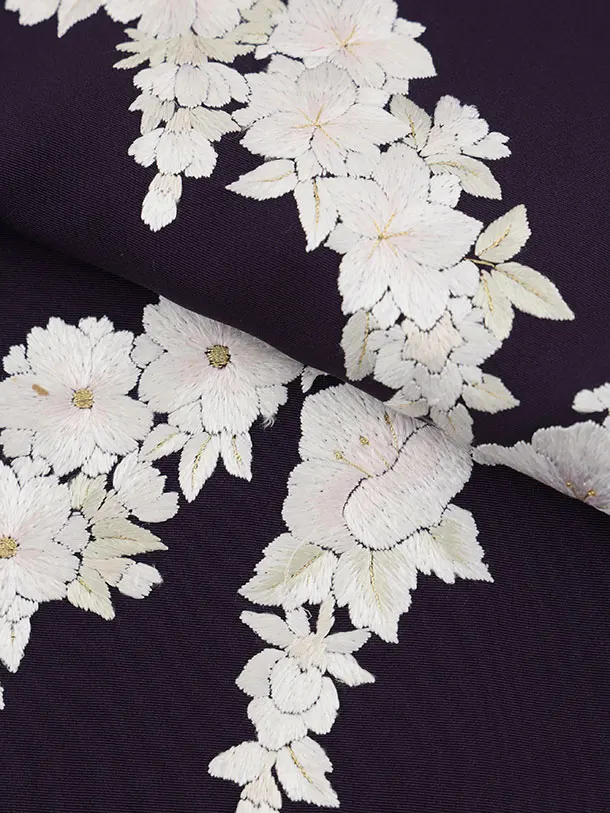 女児産着 お宮参りレンタル2960【高級正絹】紫 刺繍 桜