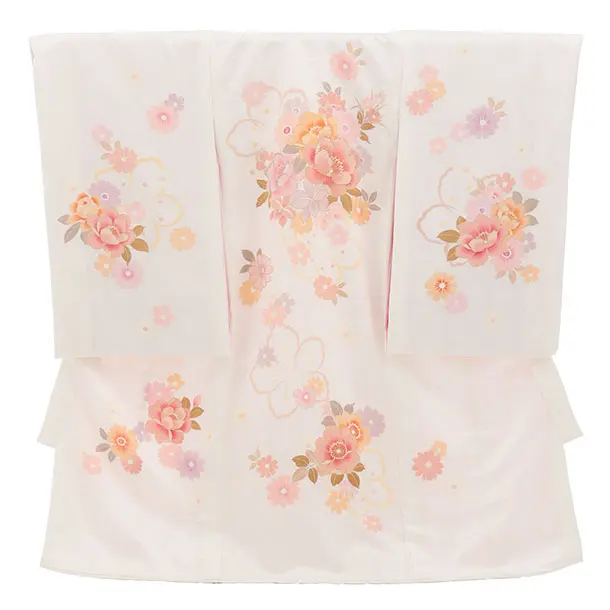 女児産着 お宮参りレンタル2961【正絹】白地 花づくし