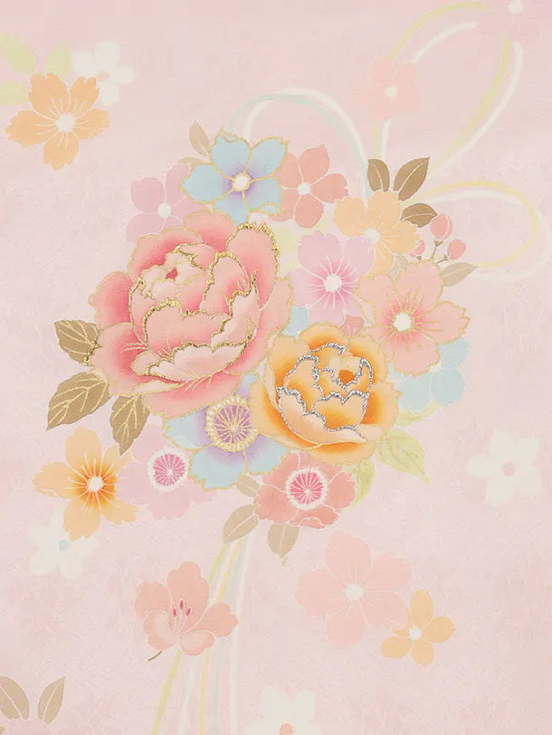 女児産着 お宮参りレンタル2963【正絹】 ピンク 薬玉