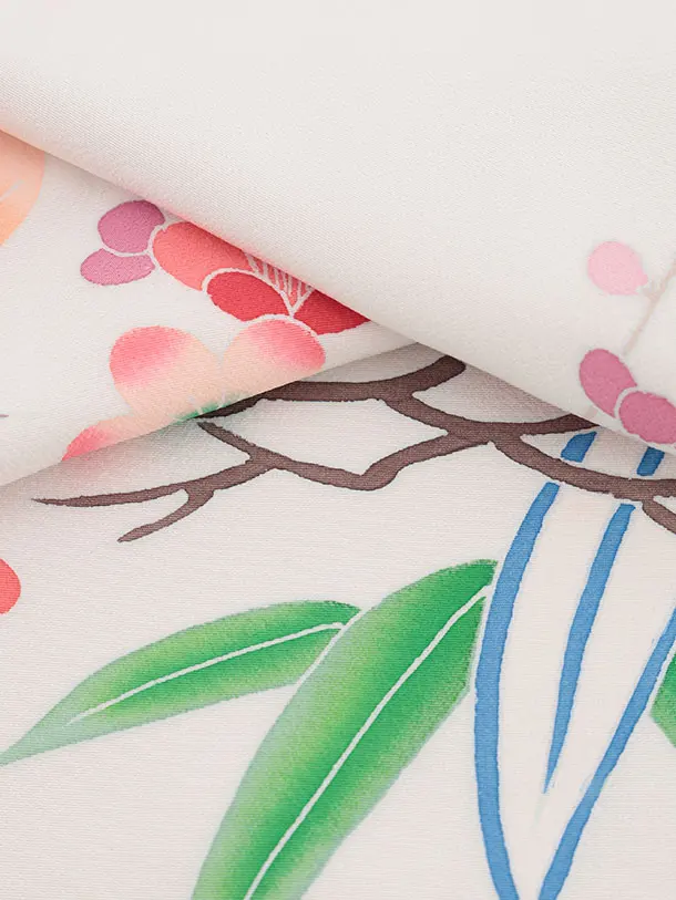 女児産着 お宮参りレンタル2964【正絹】 白地 松竹梅