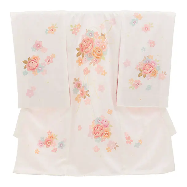 女児産着 お宮参りレンタル2969【正絹】 白地 薬玉