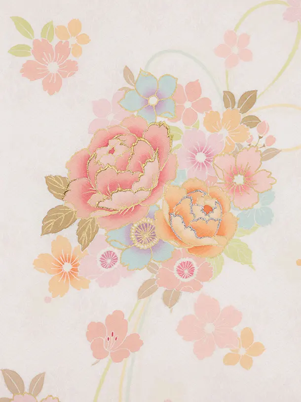 女児産着 お宮参りレンタル2969【正絹】 白地 薬玉