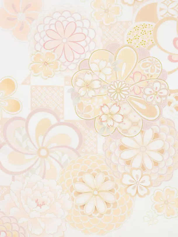 女児産着 お宮参りレンタル2977 白地 オレンジ梅 菊牡丹